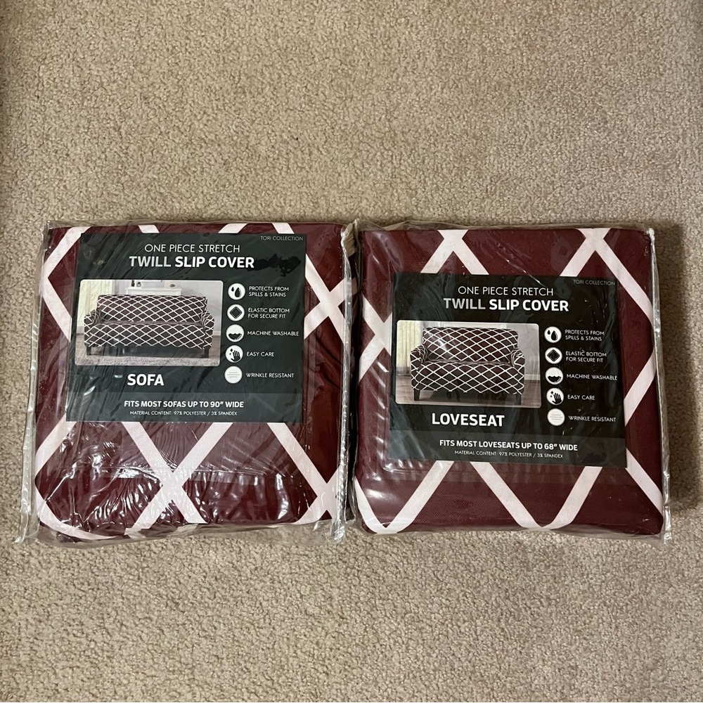 Great Bay Home 1 PC Stretch Slipcovers for Sofa up to 96” and Loveseat up to 68”